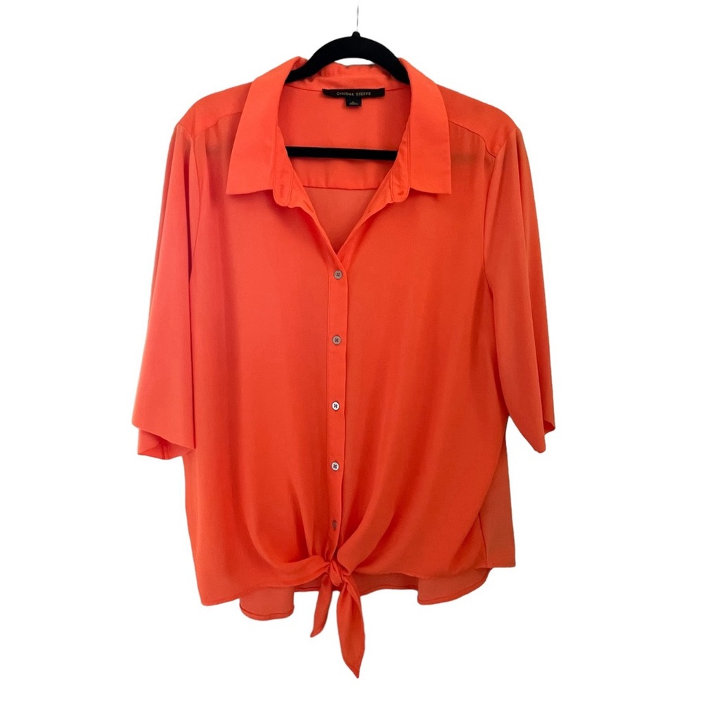 Cynthia Steffe Orange Blouse Short Sleeves - XL